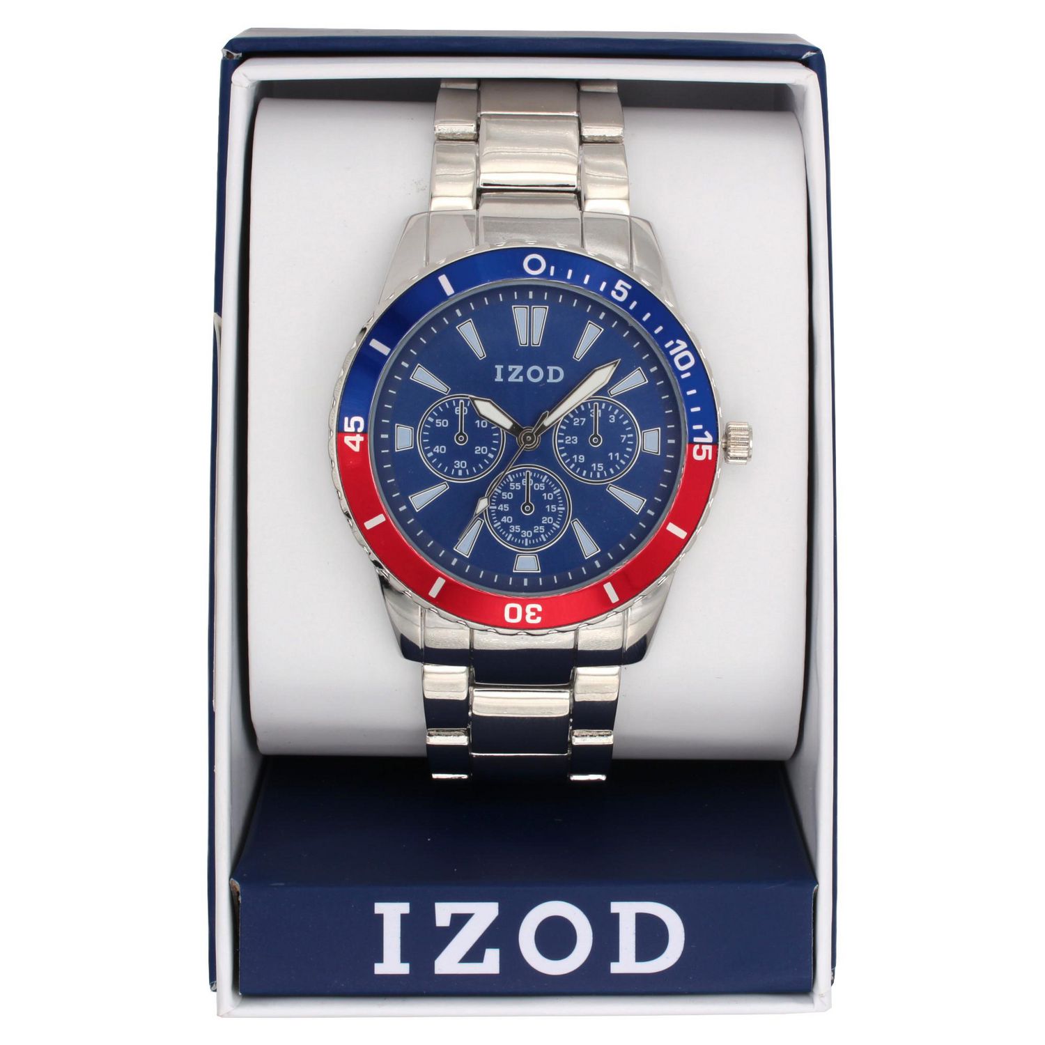 Izod Easy Read Analog Metal Link Bracelet Watch - Walmart.ca