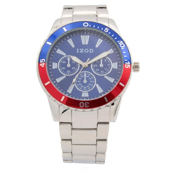 Izod Easy Read Analog Metal Link Bracelet Watch