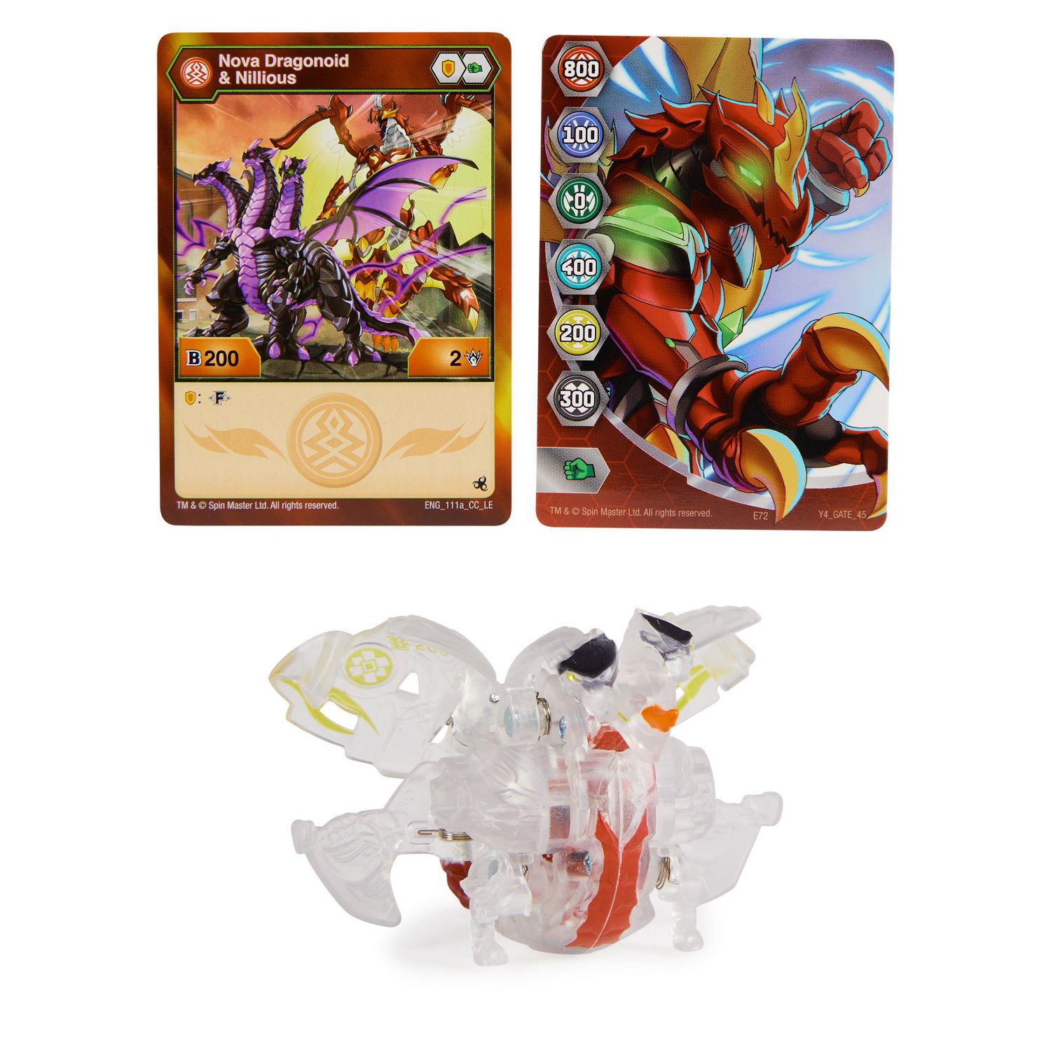 Bakugan Legends, Nova Dragonoid X Nillious (Clear), Light Up Bakugan Action  Figures, 1 Character Card and Metal Gate Card, Kids Toys for Boys Ages 6 