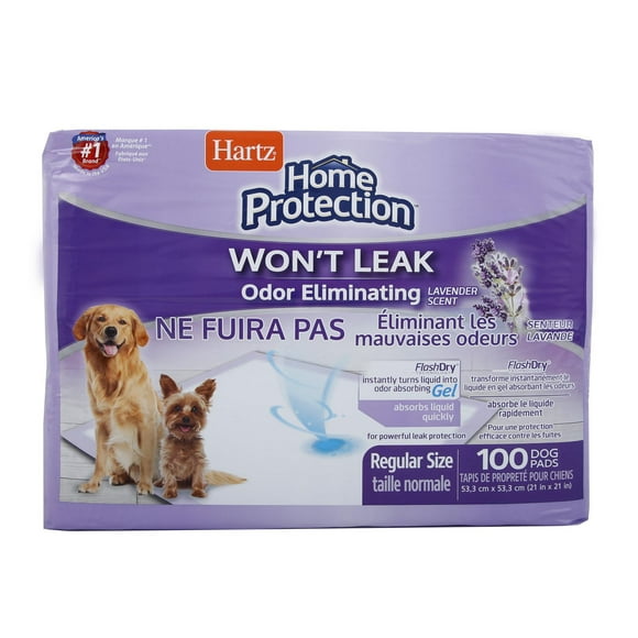 Hartz Home Protection Odour Eliminating Dog Pee Pads and Training Pads for Puppies and Adult Dogs, 100 Count (21"x21")