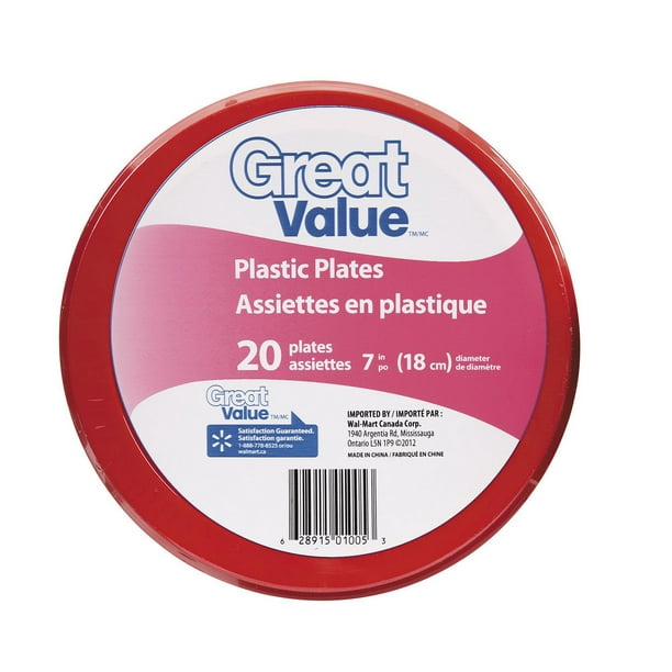 Assiettes de Plastique; 7 pouce Great Value