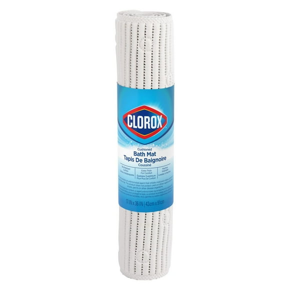 Clorox Cushioned Bath Mat, White, 17 in. x 36 in.