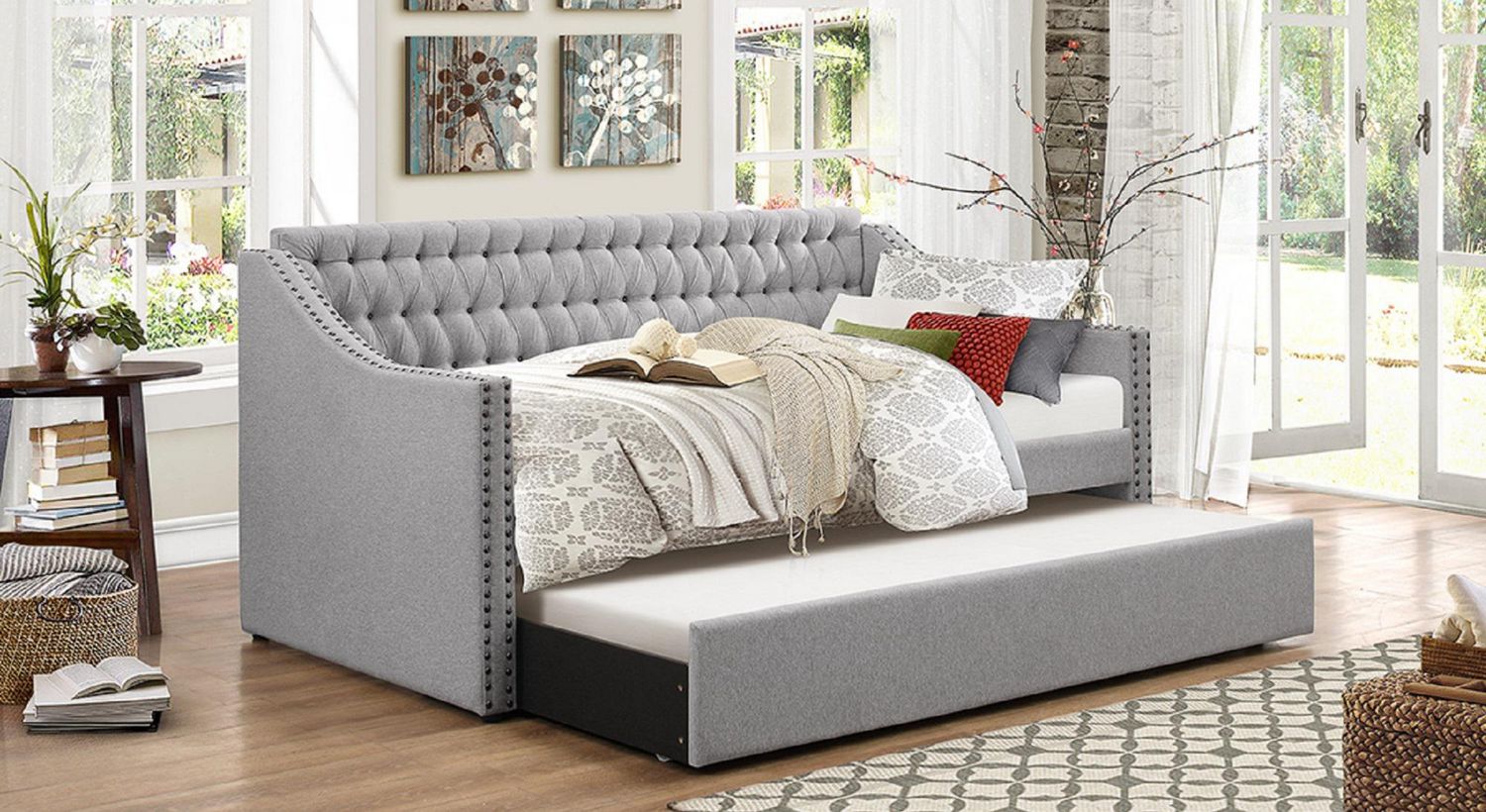 Topline Home Furnishings Light Grey Tufted Daybed Sofa Walmart Canada