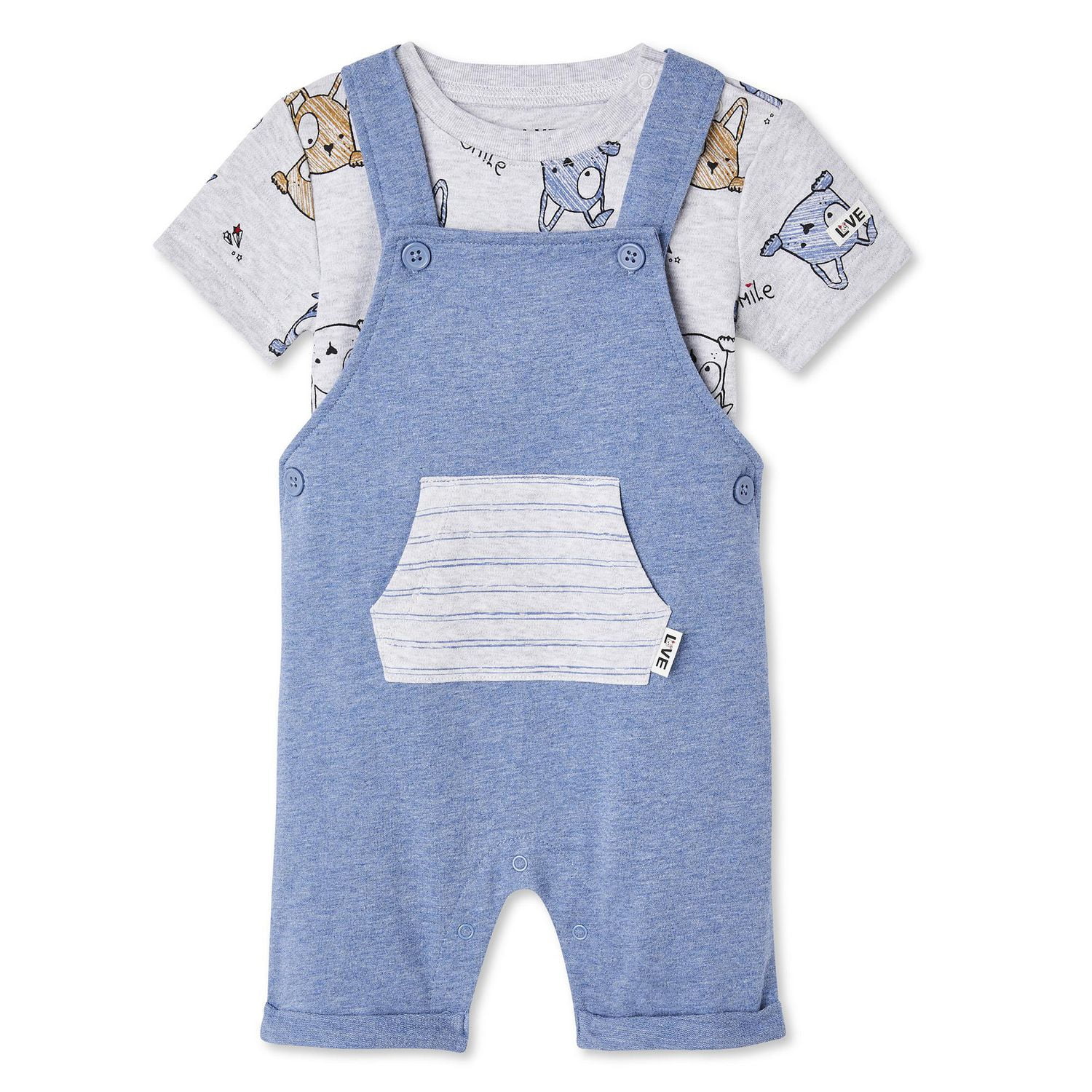 LOVE Ellen DeGeneres Baby Boys' Organic Cotton Shortall 2-Piece Set
