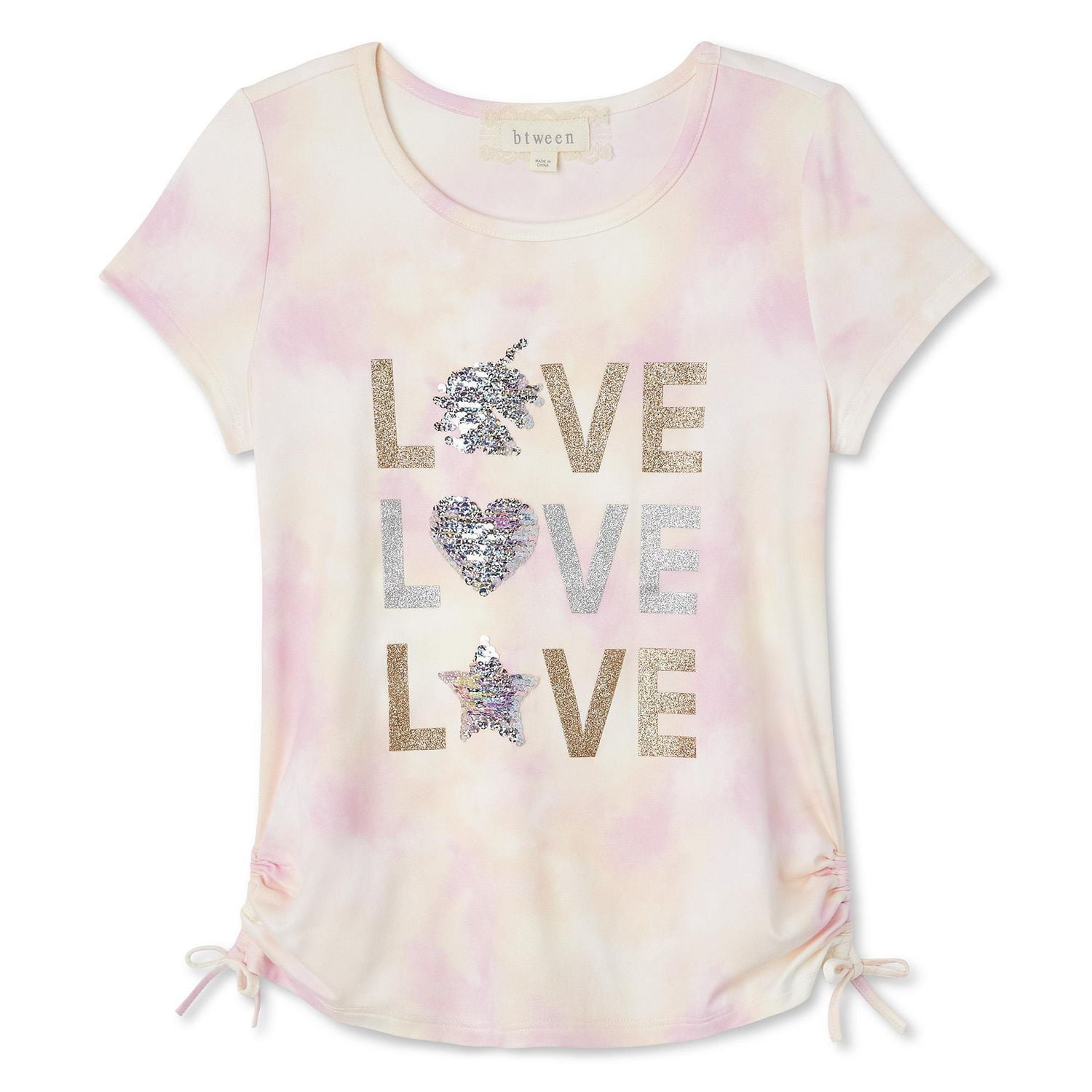 T-shirt noué sur les côtés avec motif scintillant Btween pour filles