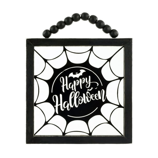 Way to Celebrate Halloween Wood Hanging Decor with Glass, Happy ...