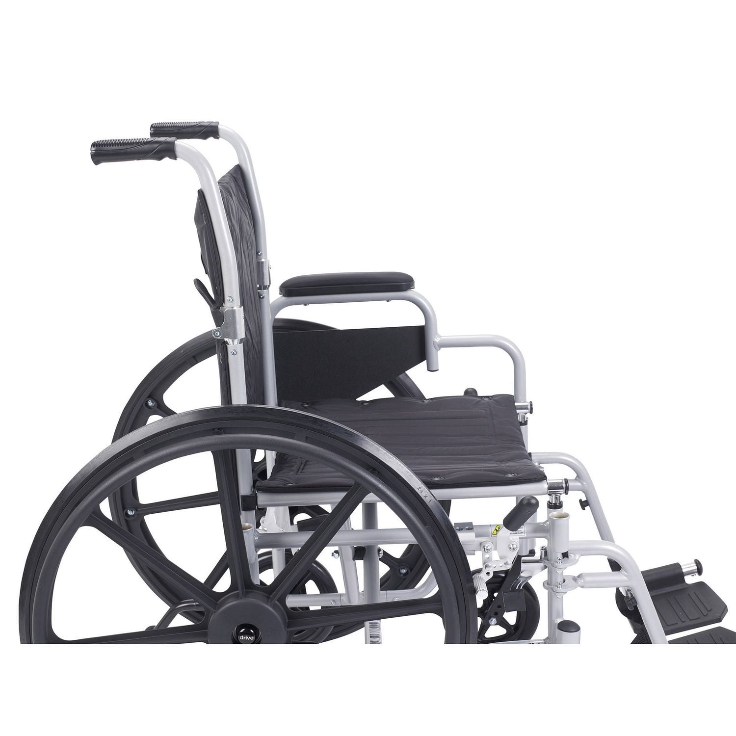 Drive Medical Silver 18-inch Poly Fly Light Weight Transport Chair Wheelchair with Swing Away Footrests