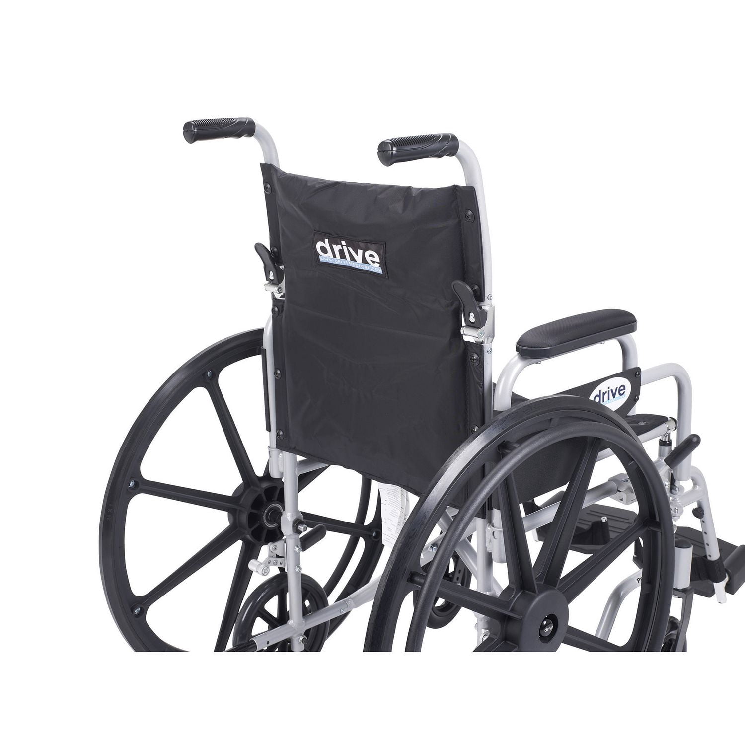 Drive Medical Silver 18-inch Poly Fly Light Weight Transport Chair Wheelchair with Swing Away Footrests
