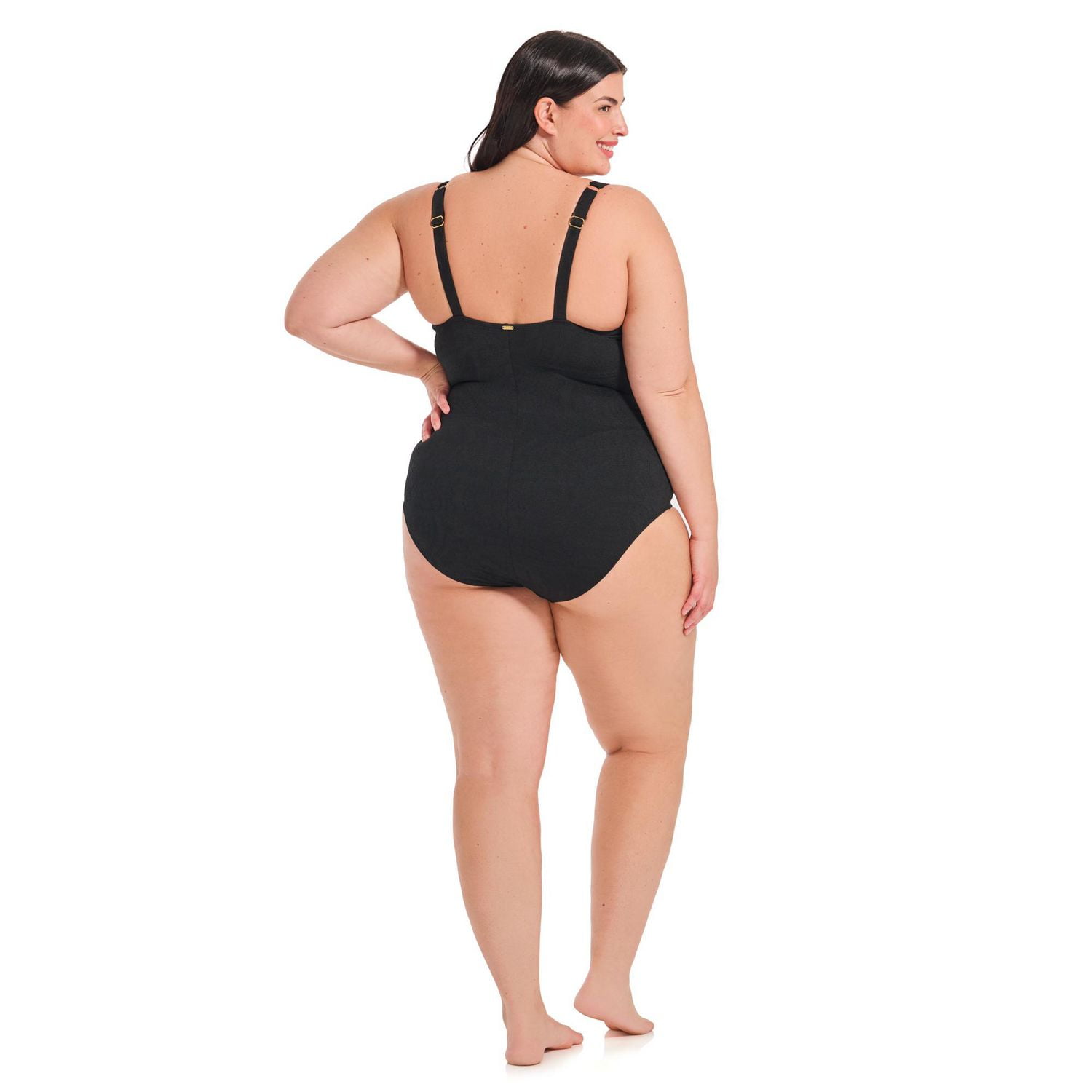Krista Plus Women's Square Neck Jacquard One Piece Swimsuit