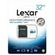 Lexar® High-Performance Carte mémoire microSDHC™ UHS-I (633x) 32 Go avec adaptateur – image 2 sur 2
