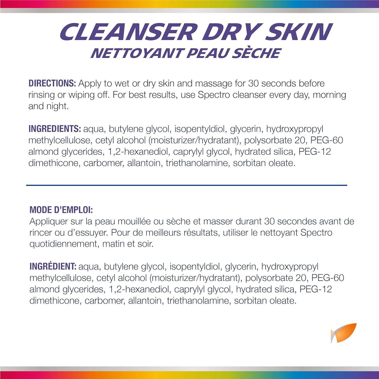 Spectro Facial Cleanser for Dry Skin, Fragrance and Dye Free, Pump  Dispenser, 500 ml Fragrance Free 