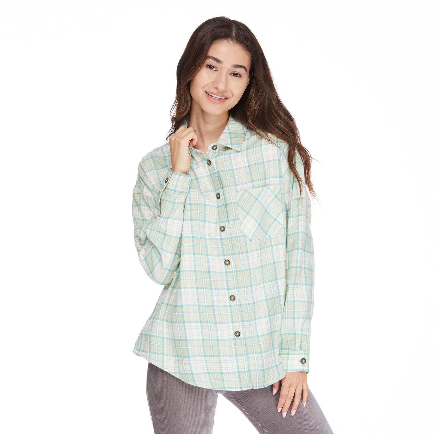 No Boundaries Women's Oversized Flannel Shirt