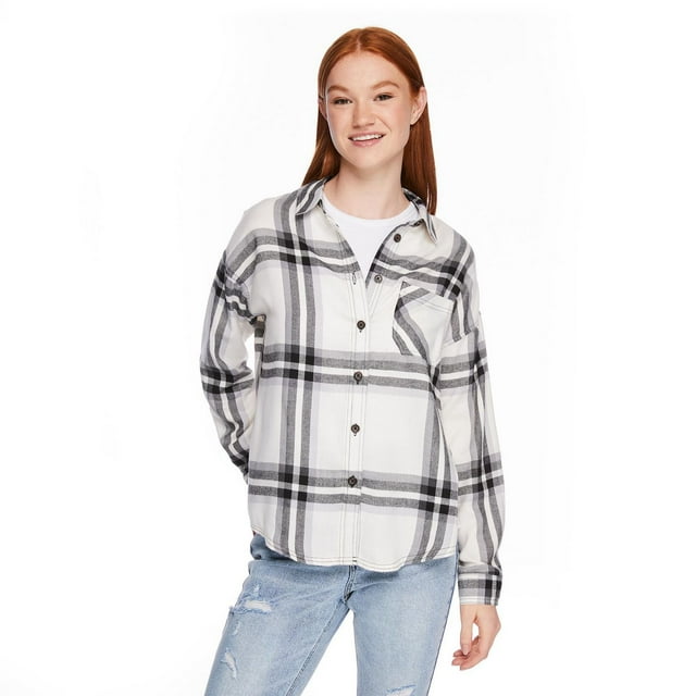 No Boundaries Women's Oversized Flannel Shirt