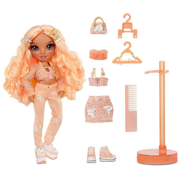 Rainbow High Georgia Bloom – Poupée-mannequin pêche (orange clair) avec 2  tenues à agencer et associer et accessoires de poupée 