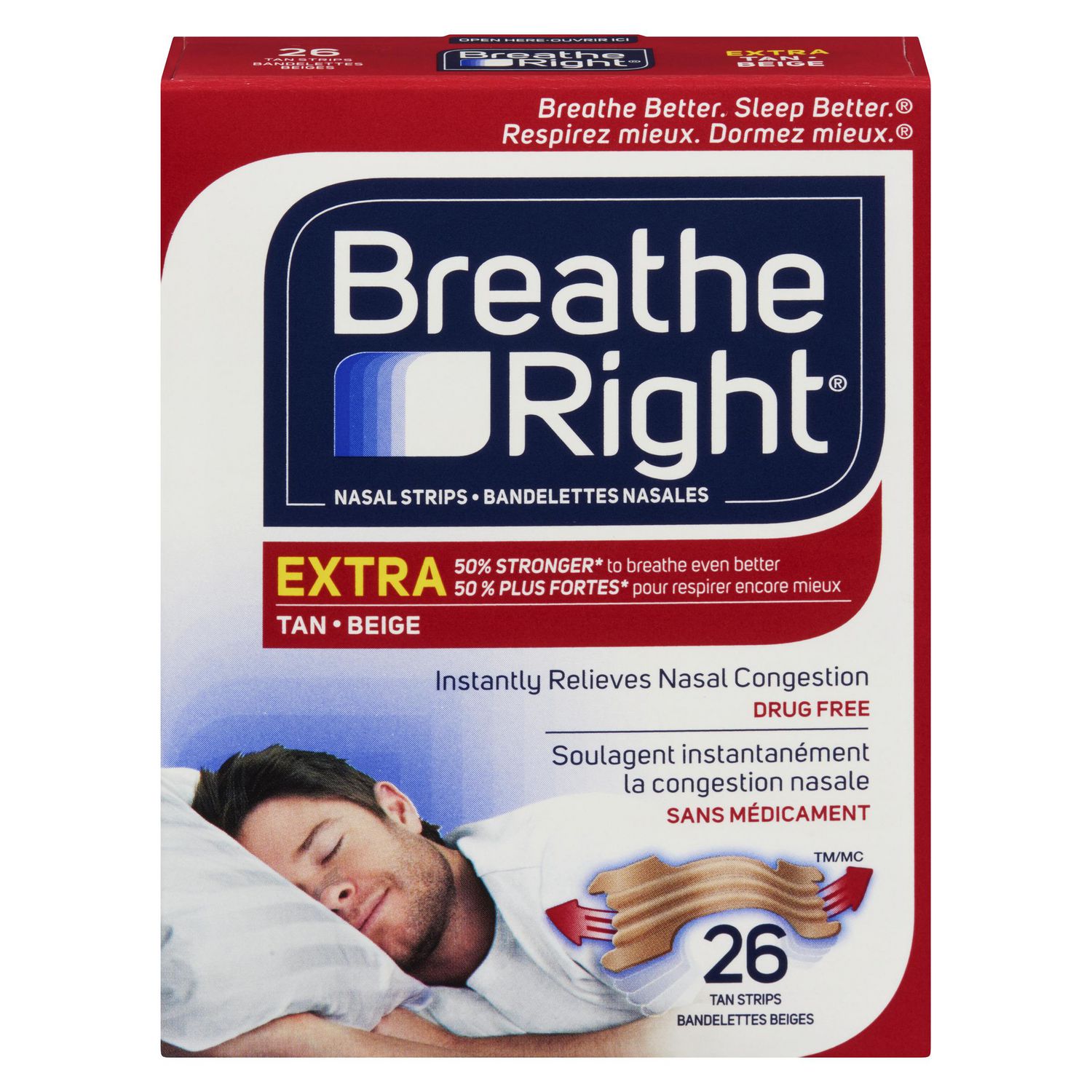 Breathe Right Nasal Strips Extra Strong, Tan, Instantly Relieves Nasal  Congestion