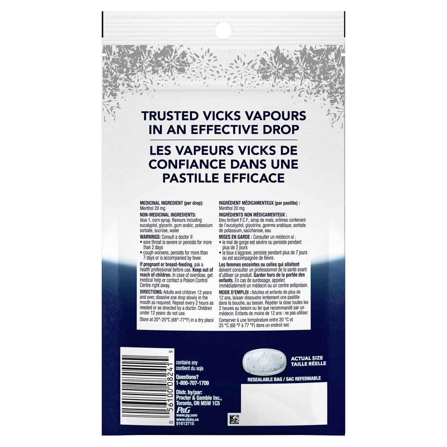 Vicks VapoCOOL SEVERE Medicated Drops, Maximum-Strength Relief to Soothe Sore Throat Pain, 45ct