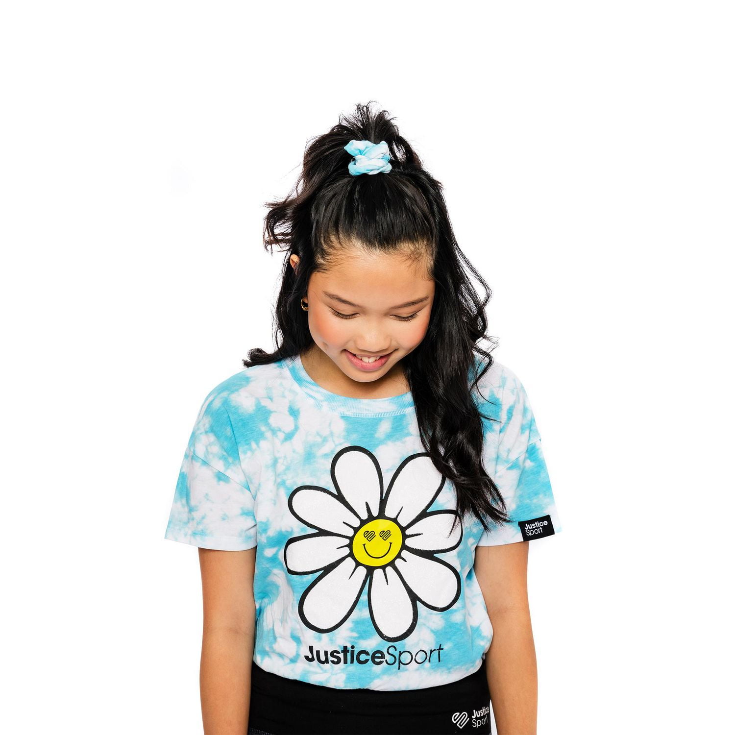 Girls Justice 2 Piece Heart Face Flower Short Sleeve Top Set