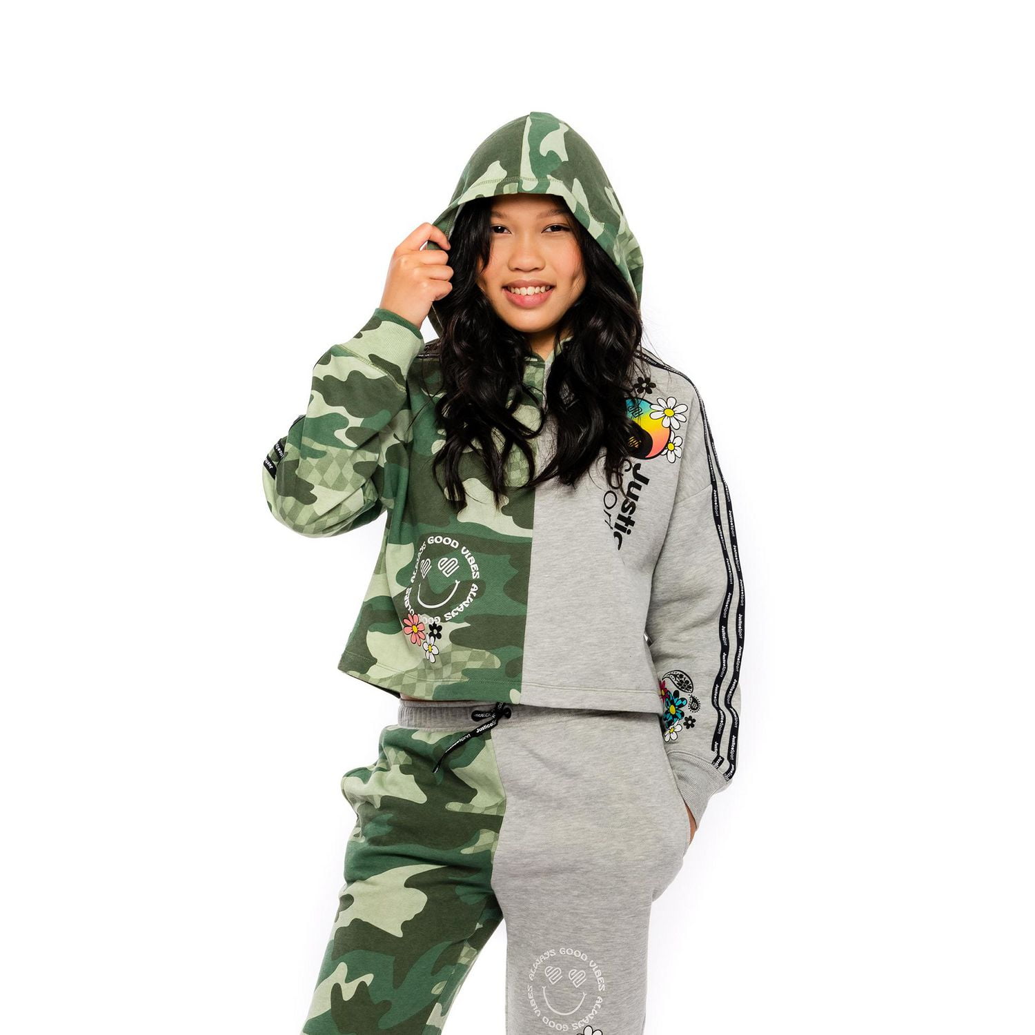 Girls Justice Camoflower Long Sleeve Hoodie