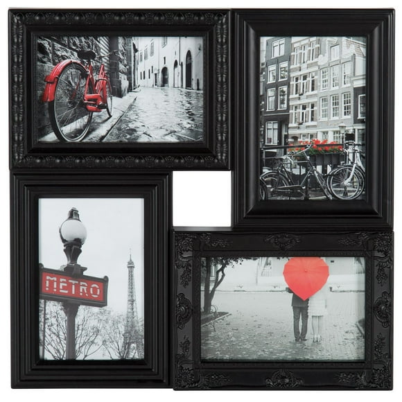 hometrends Shefford Black Collage Picture Frame, Holds 4 - 4"x6" Photos