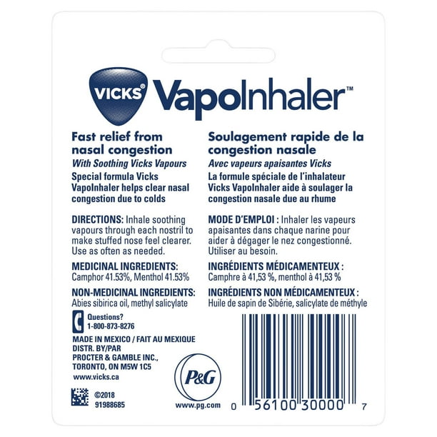 Inhalateur plastique blanc - Nez bouché, rhume, sinusite