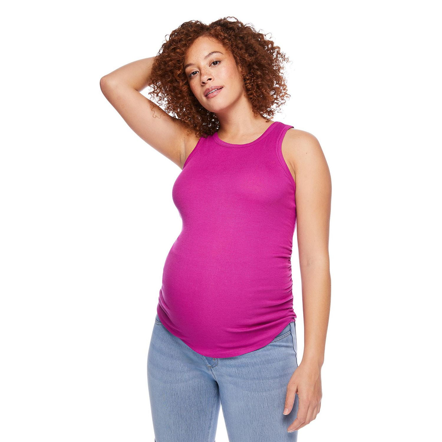 Paisley Sky Maternity Rib Halter Racer Tank