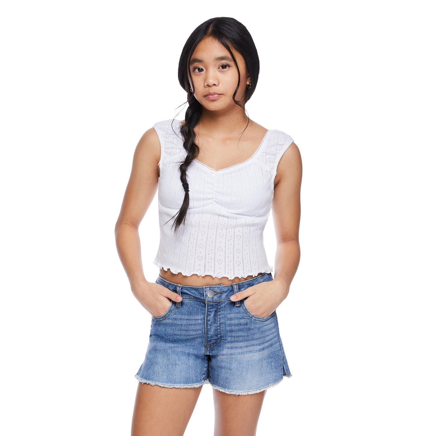 My Sister's Closet Girls' Cap Sleeve Ruched Top