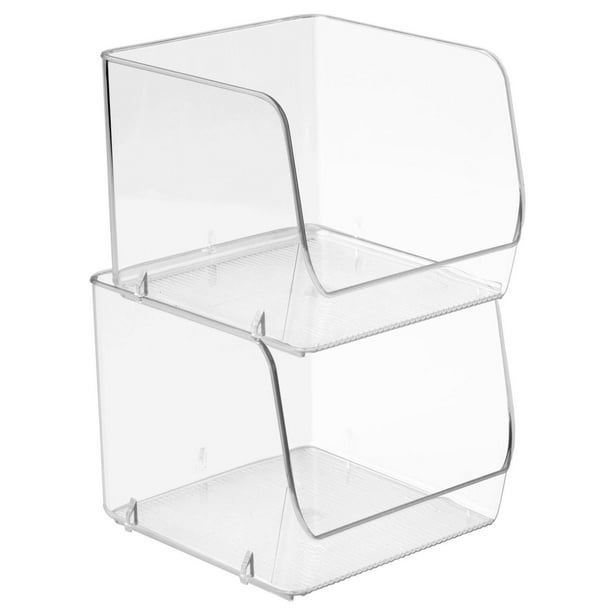 iDesign Linus Cube Bin with Handles - Clear - L (Large)