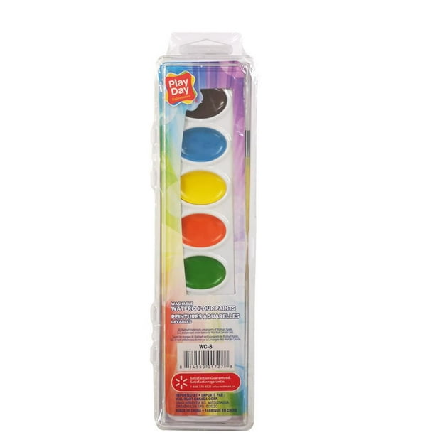 PEN+GEAR  Ensemble de semi-humide aquarelle en 8 couleurs, avec une casserole ovale et une brosse 8 Peintures aquarelles Lavables