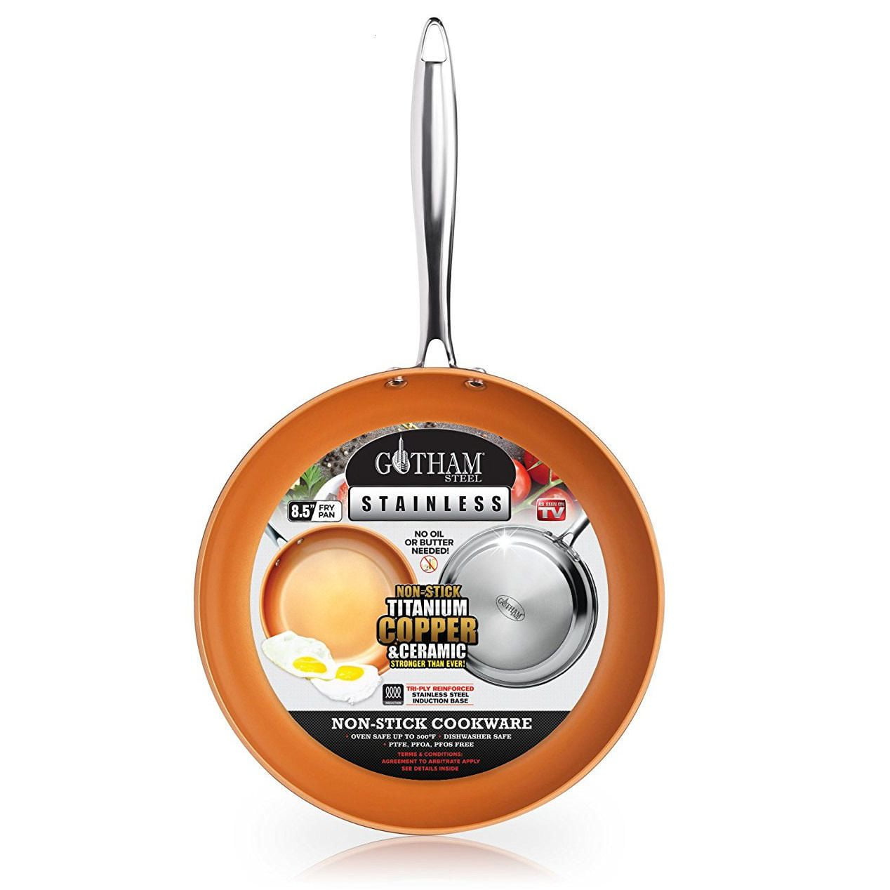 Gotham Steel Premium Triple Ply Reinforced Stainless Steel Frying Pan