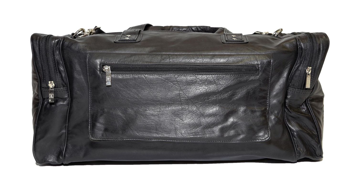 Ashlin Leather Duffel Bag with Double Handle And Shoulder Strap, Black | Walmart Canada