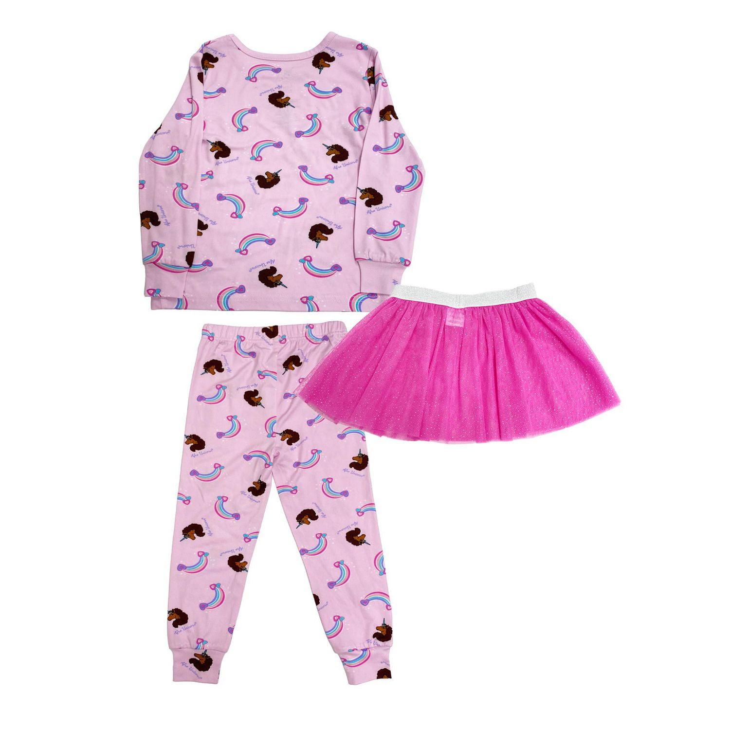 Ensemble princesse 3 pièces Afro Unicorn pour petites filles