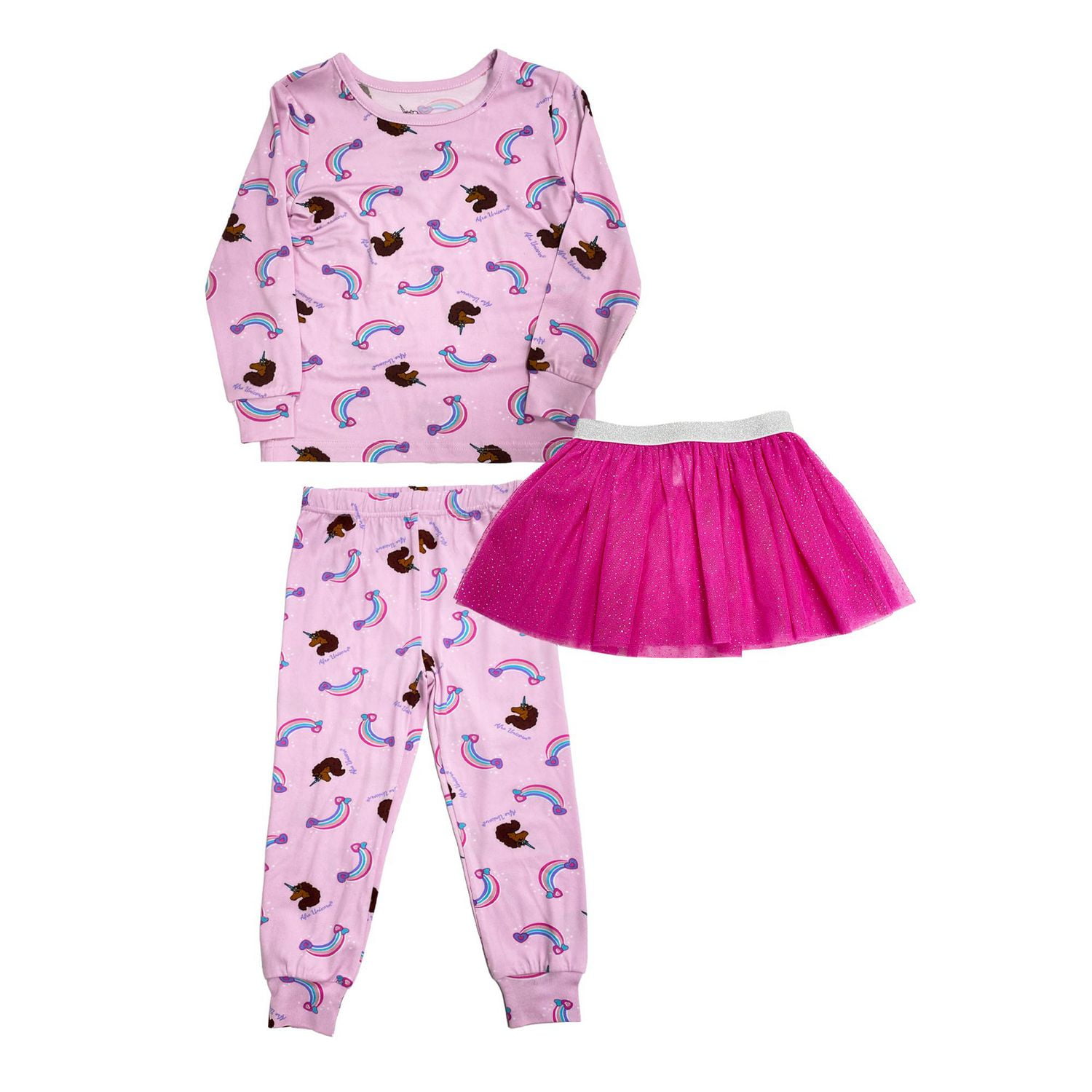 Ensemble princesse 3 pièces Afro Unicorn pour petites filles