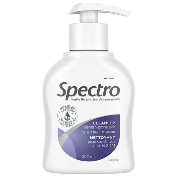 Spectro Facial Cleanser for Blemish Prone Skin, Fragrance and Dye Free, Pump Dispenser, 200 ml Fragrance Free