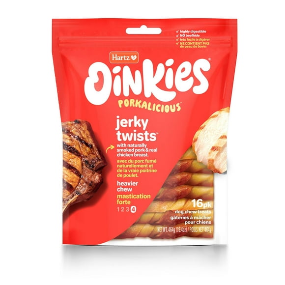 Hartz Oinkies Chicken Wrapped Pig Skin Twists™ Dog Treats, 16pk
