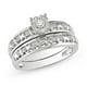 Miadora 0.07 CT TDW Round Diamond Accent Bridal Ring Set in Sterling Silver (G-H, I2-I3) - image 1 of 2