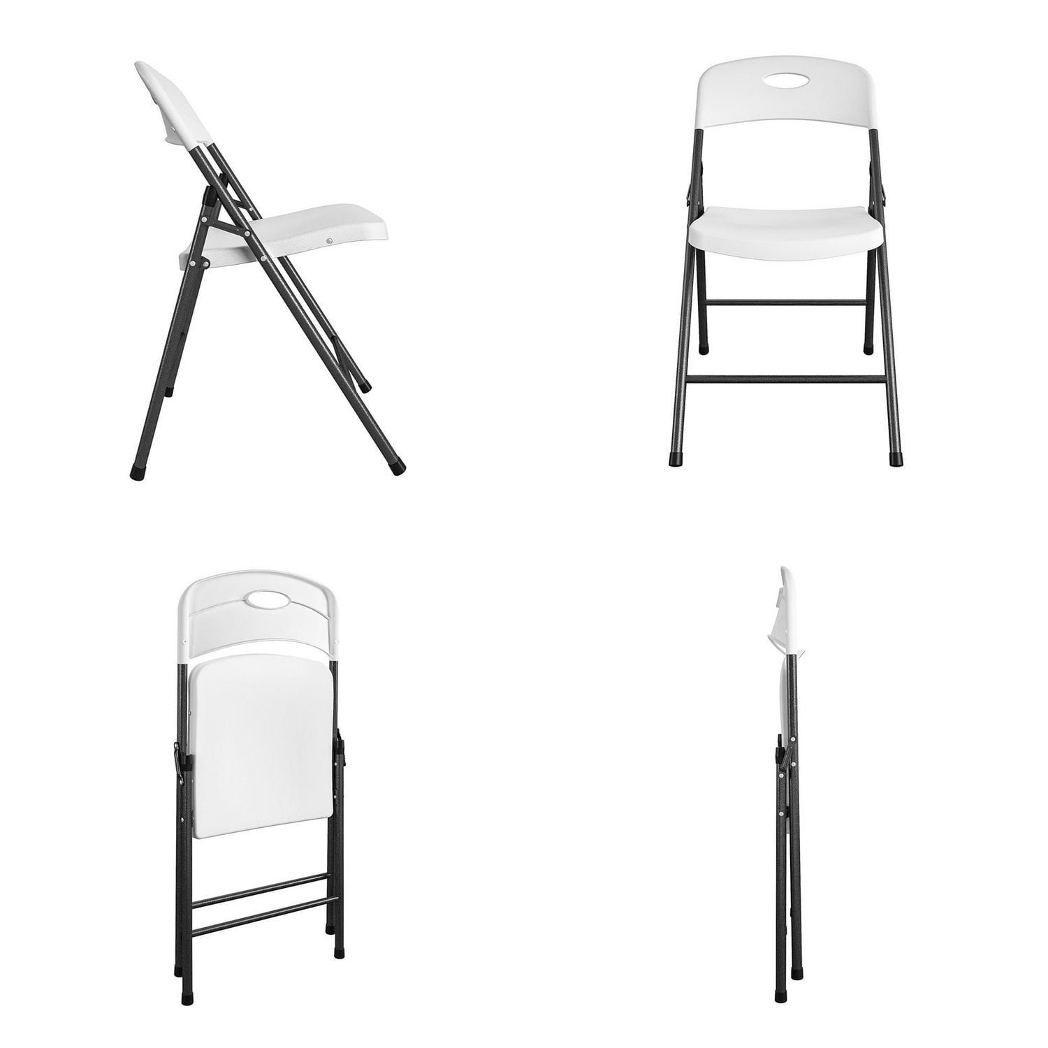 COSCO Solid Resin Plastic Folding Chair Indoor Outdoor Double Braced White 4 Pack