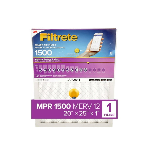 Filtre à air intelligent pour la réduction des allergènes, des bactéries et des virus Filtrete(MC), MPR 1500, 20 x 25 x 1 po
