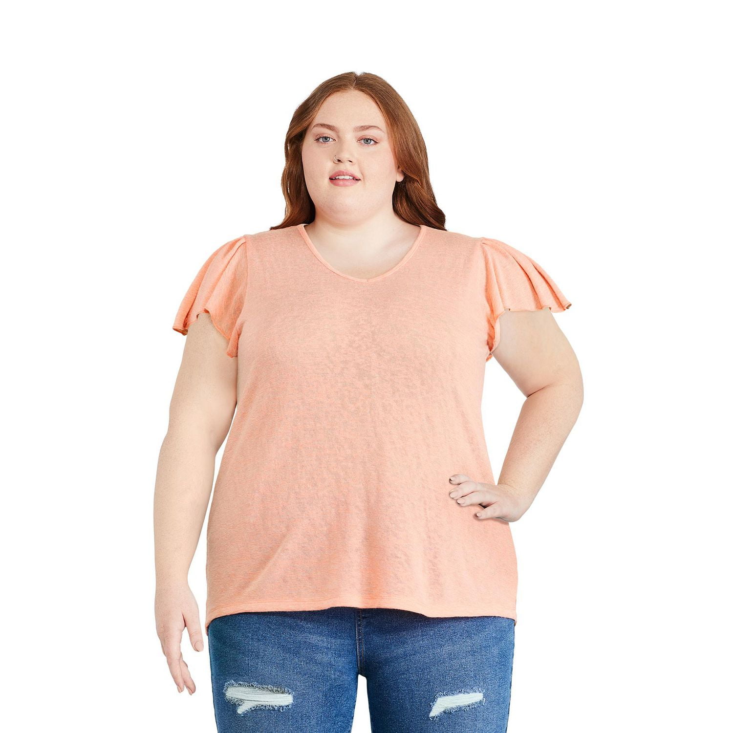 Flutter sleeve store plus size top