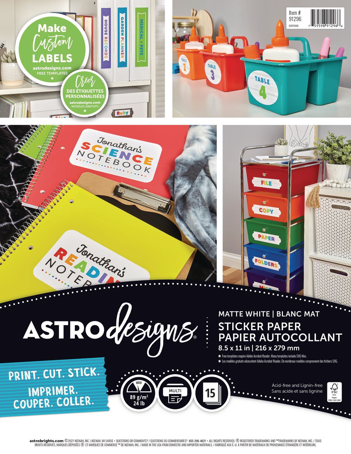 Astrodesigns Matte White Sticker Paper, 8.5