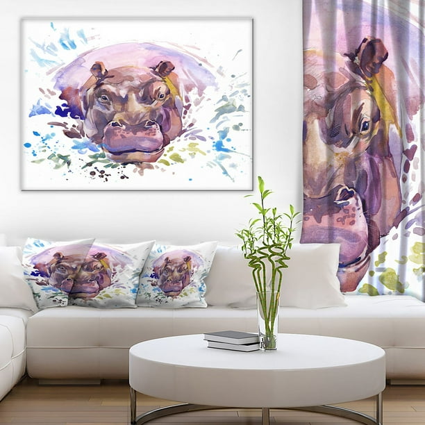 Impression sur toile « hippopotame aquarelle » Design Art 
