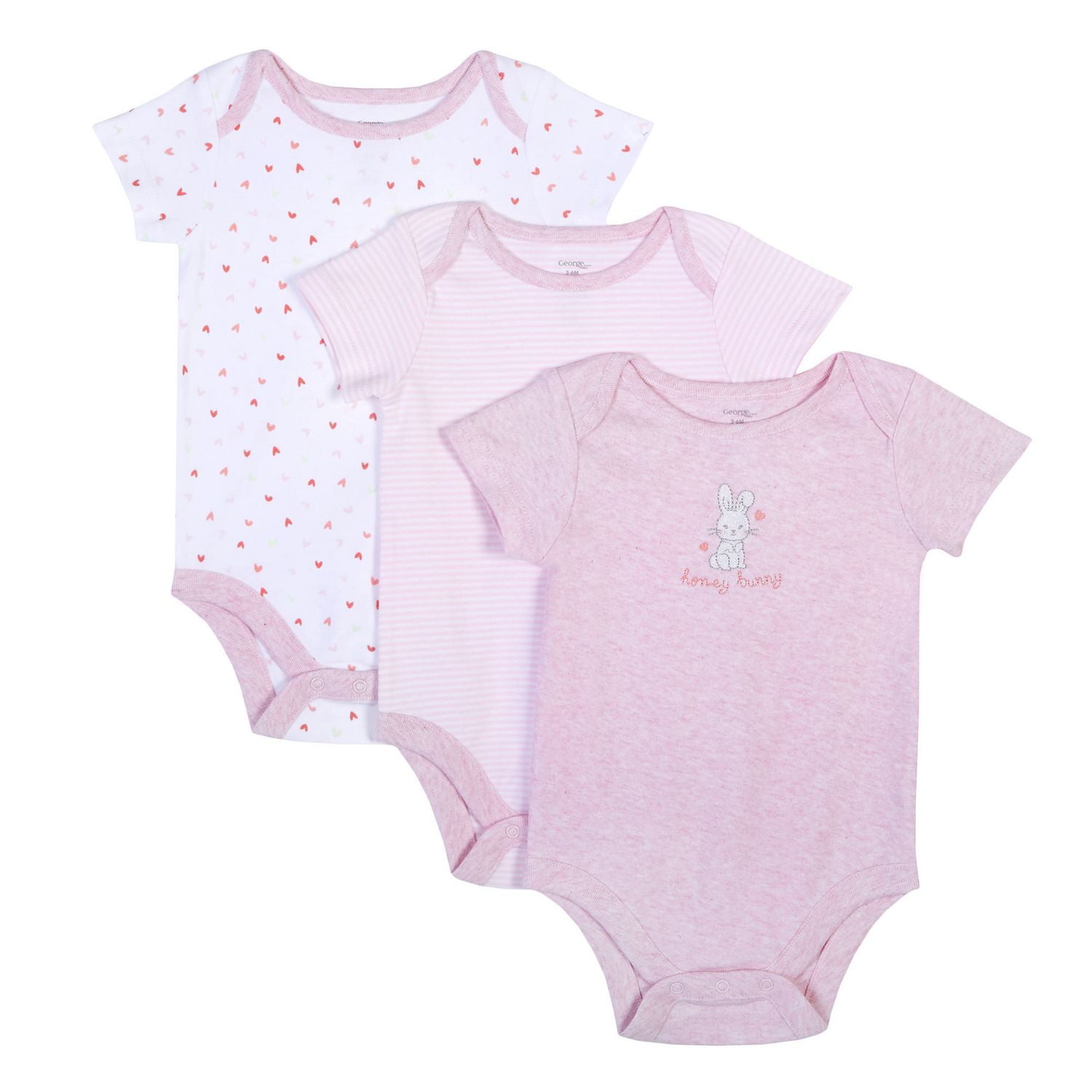 George baby Girls Bodysuit 3 Pack Walmart