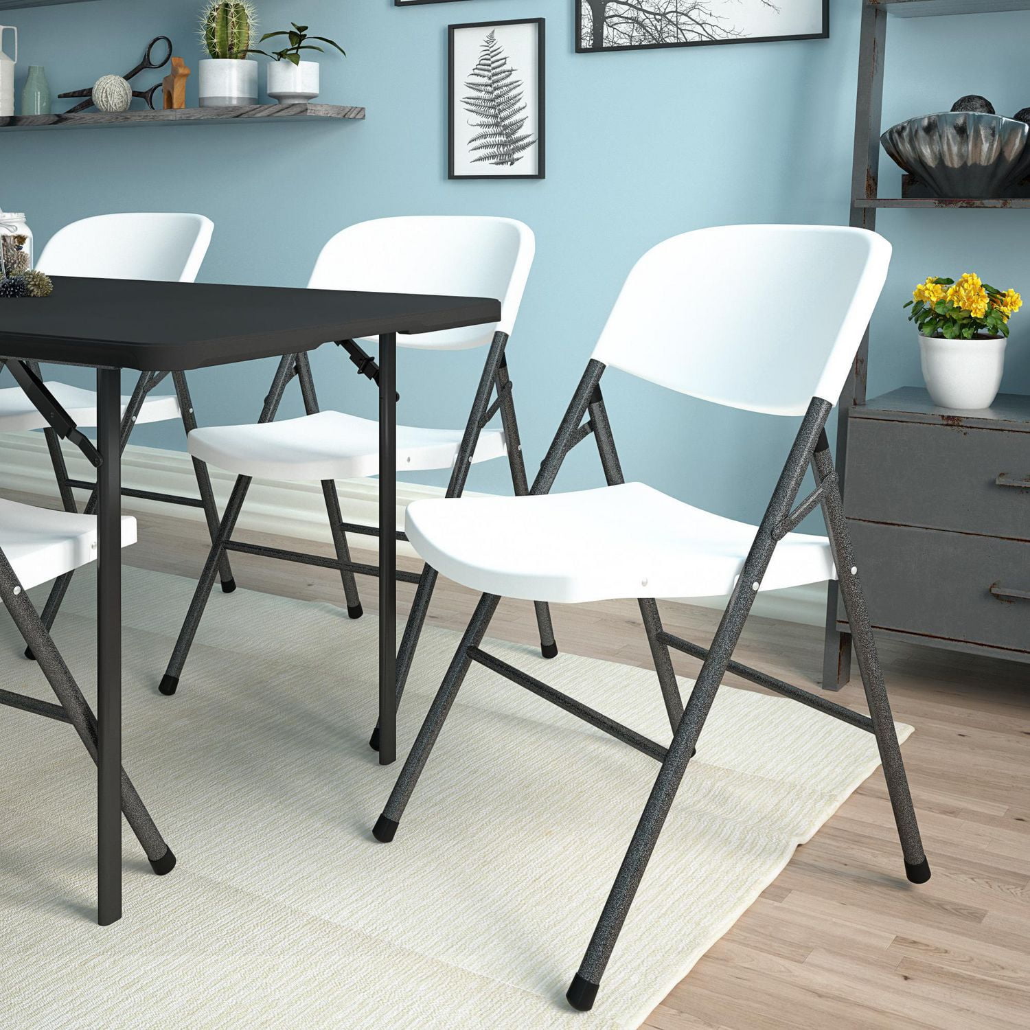 COSCO Commercial Plastic Indoor Outdoor Folding Chair 300 lb. Weight Rating Double Braced White 4 Pack Walmart