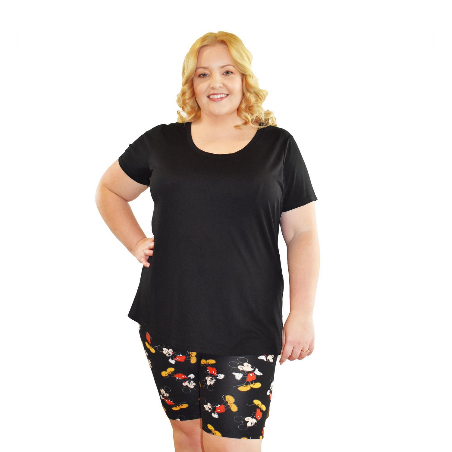 Ladies Plus Disney Mickey Stand Toss Biker Shorts | Walmart Canada