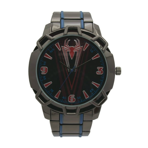 Montre-bracelet métallique noir Spiderman pour adultes