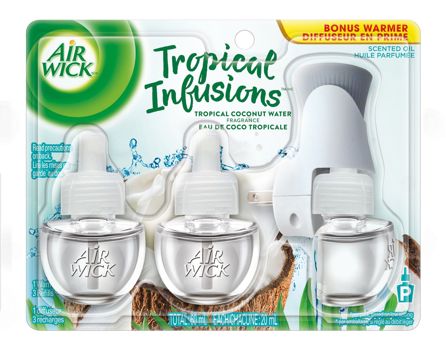 Air Wick Désodorisant Maison Kit Diffuseur Electrique + 3 Recharges Parfum  Délices d'été x 19 ml