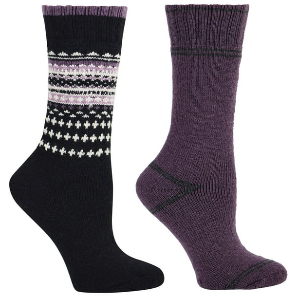 Mi-chaussettes en mélange de laine robustes Pathfinder par Kodiak pour femmes de couleur variées en paq. de 2