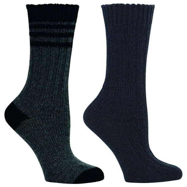 Mi-chaussettes en mélange de laine robustes Pathfinder par Kodiak pour femmes de couleurs variées en paq. de 2