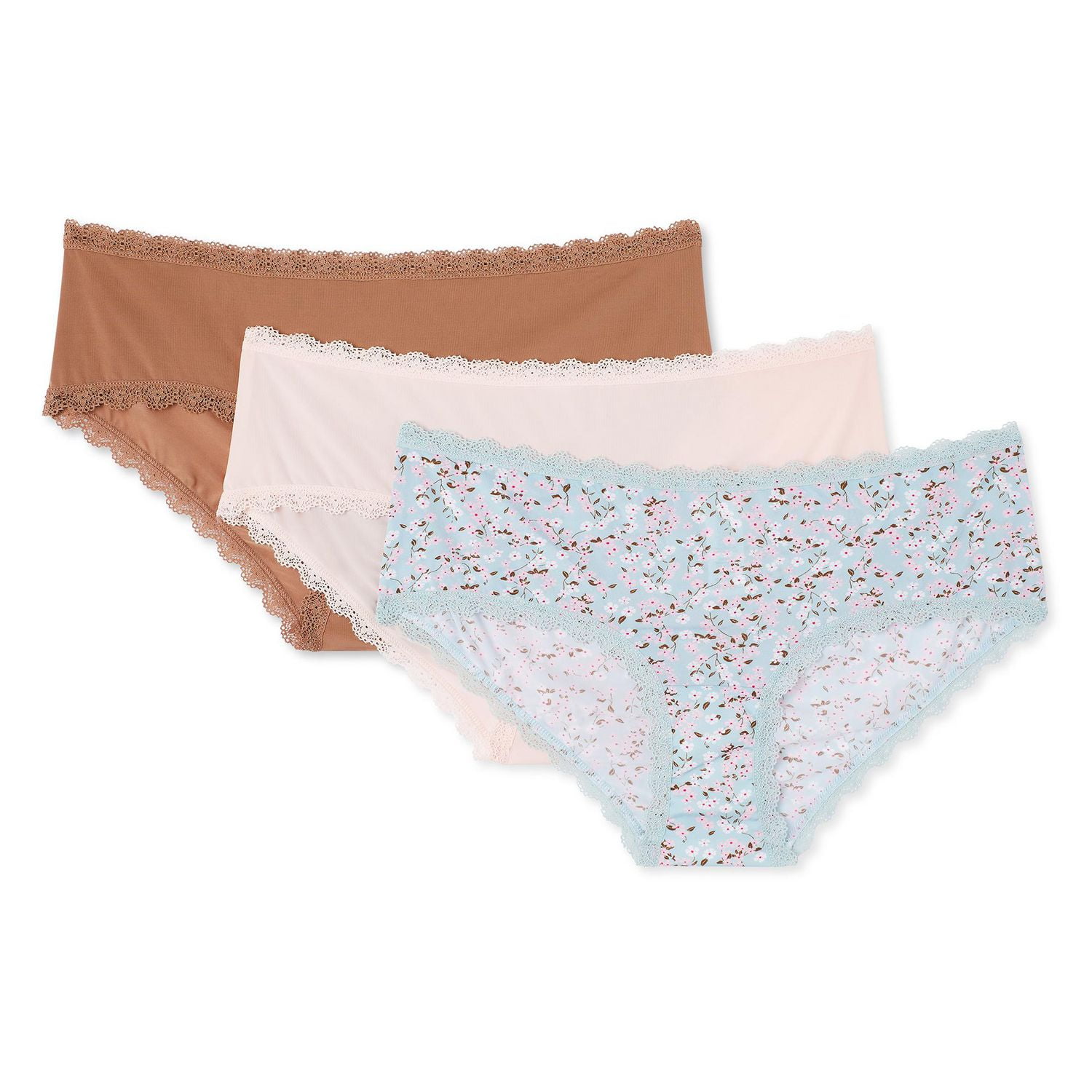 Lot de 3 culottes à taille basse bordées de dentelle George pour femmes