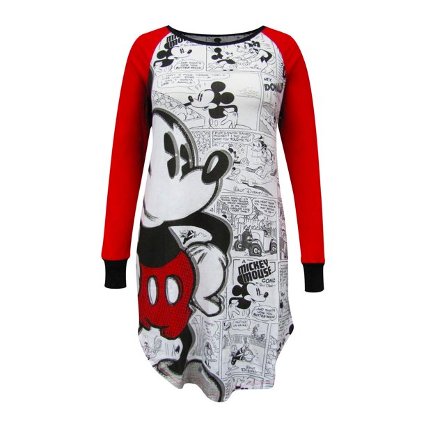 Chemsie de nuit Big Mickey à manches longues Vêtements de détente de Disney pour dames junior