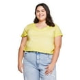 thumbnail image 1 of No Boundaries Plus Women's Boxy V-Neckline Tee, 1 of 6